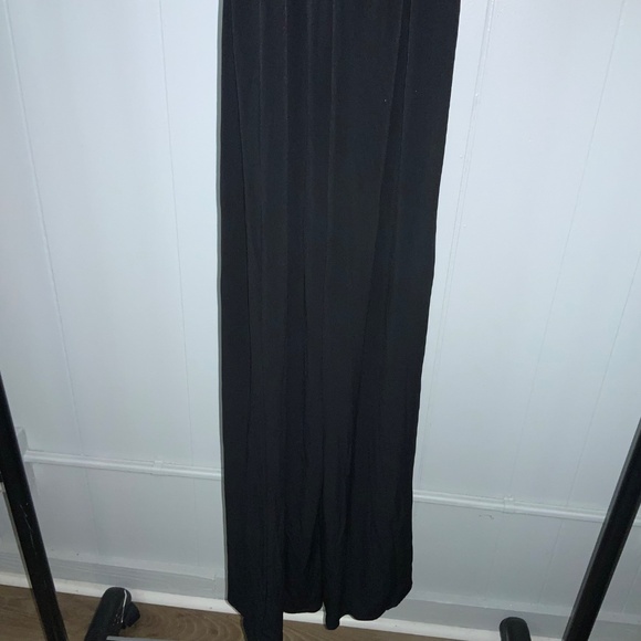 Calvin Klein lace bodice sleeveless jumpsuit Sz 2 slinky black pants tie sash - Picture 5 of 8